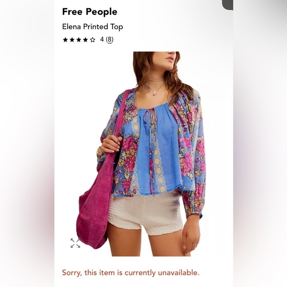 Free People Women’s Elena Floral Flowy Cotton Blue Pink Yellow Blouse NEW  XL - Picture 12 of 13